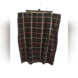 Cato Black and Red Plaid Midi Skirt